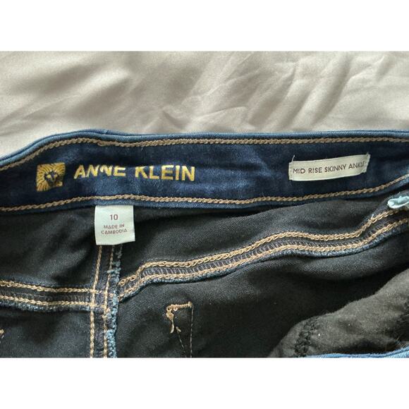 Anne Klein Stretch Lion Head Mid Rise skinny Ankle Jeans Sz 10 - Picture 5 of 8